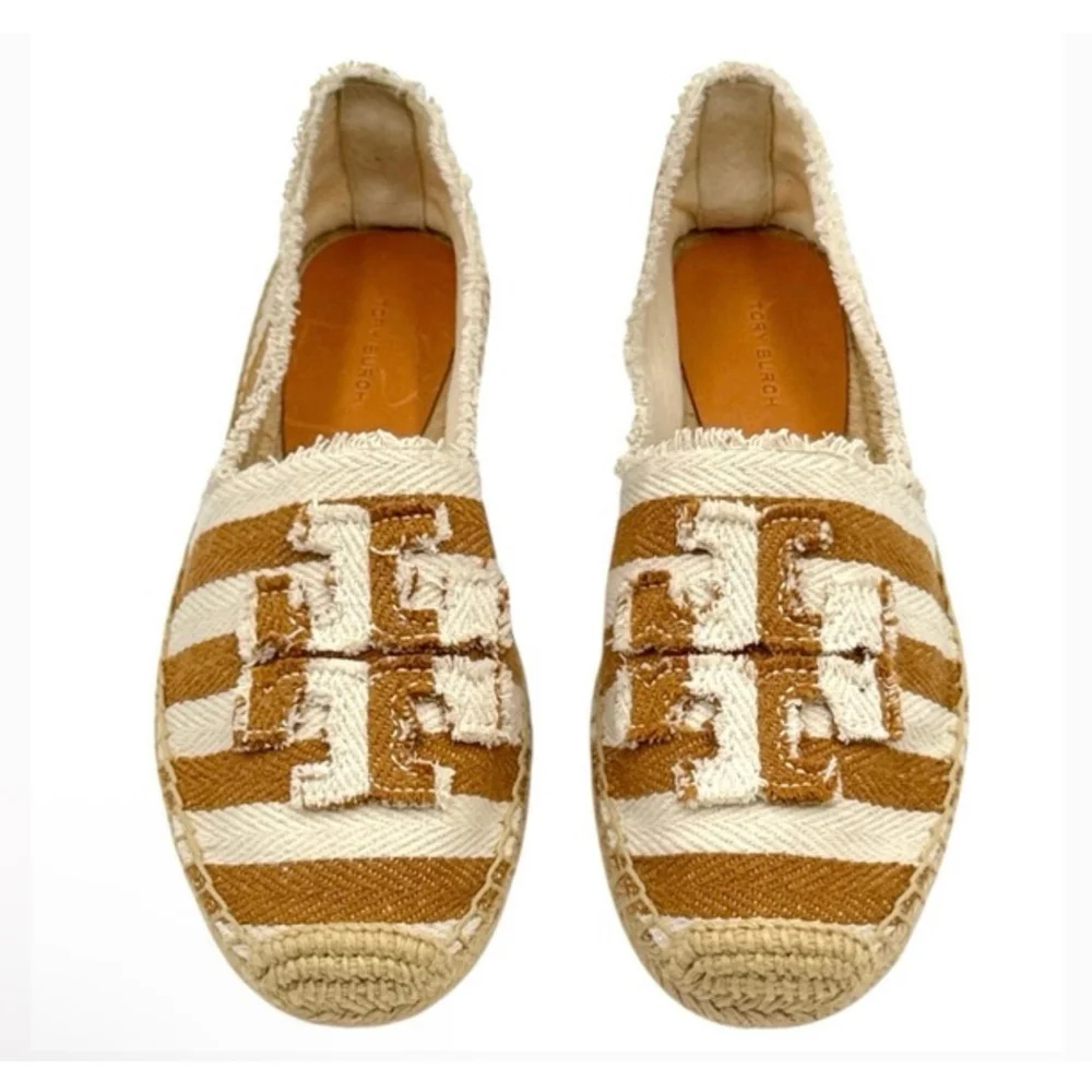 New Tory Burch Striped Espadrilles in Brown and White 8